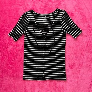 American Eagle Ribbed Lace up Shirt